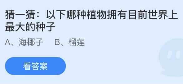 以下哪种植物拥有目前世界上最大的种子 蚂蚁庄园​8.19最新答案详解[多图]图片2