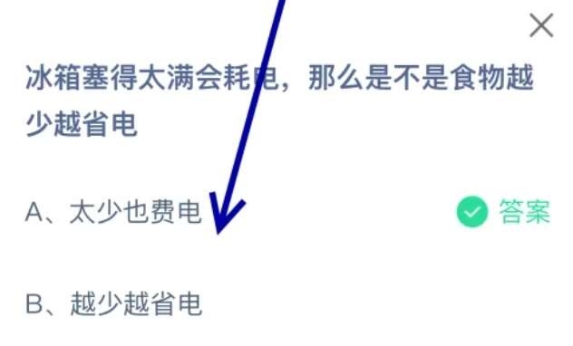 冰箱塞得太满会耗电那么是不是食物越少越省电 支付宝蚂蚁庄园8.3今日答案[多图]